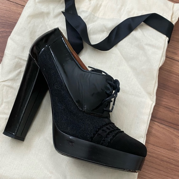 Lanvin Lace Up Oxford Heel Booties - Picture 2 of 6